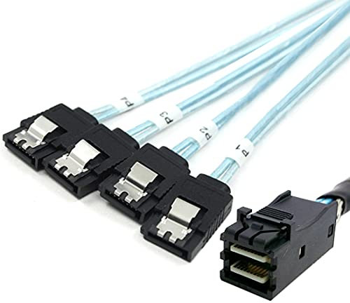 chenyang Cable interno mini SAS SFF-8643 host a 4 SATA 7 pines disco duro fanout 6 Gb/s servidor de datos, cable raid 50cm