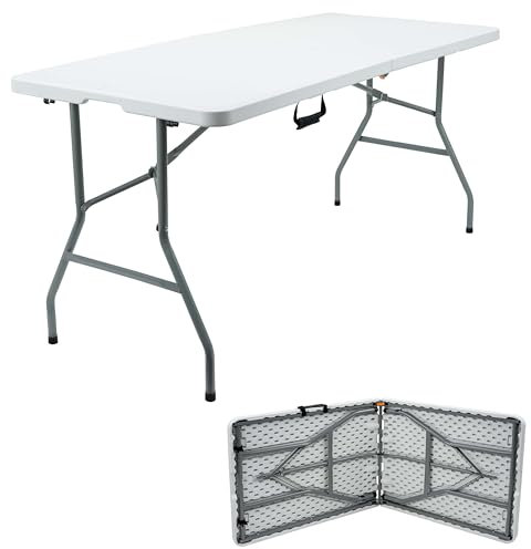 Denny International 1.8M 6ft Heavy Duty Folding Table for Catering Camping Table Trestle for BBQ Picnic Party