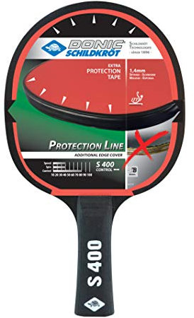 Donic-Schildkröt Tischtennisschläger Protection Line S400, mit Schutz gegen Belag-Abzupfen, 1,4mm Schwamm, Jade - ITTF Belag, 703055