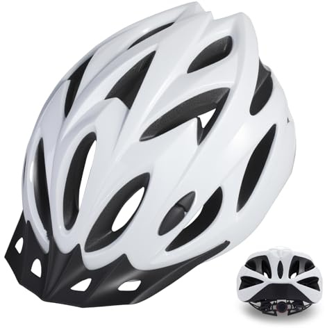 Zacro Adult Bike Helmet, Lightweight Bicycle Helmet with Removable Pads and Visor, CPSC Certified Safety Helmet for Men Women, Mountain Road Cycling Helmet for Adult, White