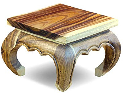 Kinaree Mesa auxiliar de opio natural, 35 x 35 cm, madera de opio, de acacia maciza, adecuada como mesita de noche o taburete de flores