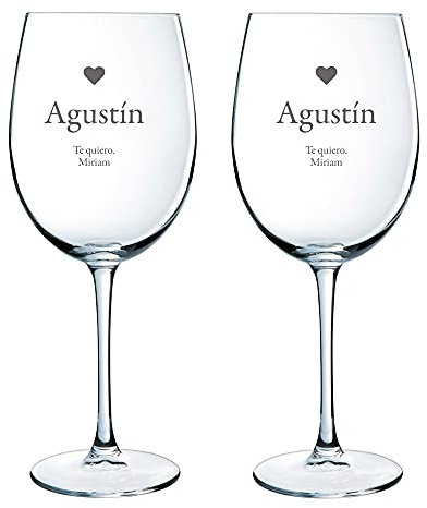 Calledelregalo Regalo Personalizado: Copas de Vino personalizadas ‘corazón’ con Nombre y Firma grabado, un regalo único y especial