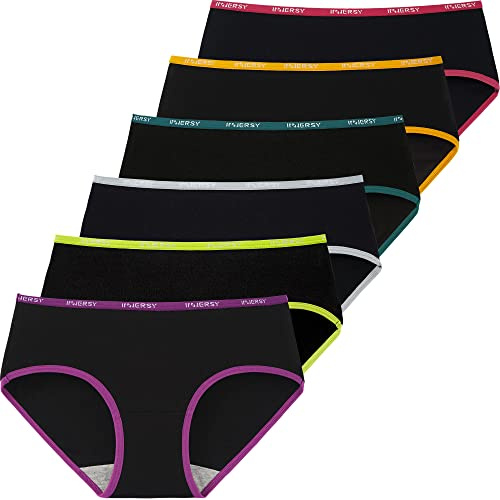 INNERSY Ladies Underwear Cotton Pants for Women Comfy Knickers Multipack 6 | 100% Cotton Crotch, Classic Mid Rise Panties, Breathable Stretchy Hipster, Daily/Sleep/Running/Travel, Tag-free, UK Size 8-18