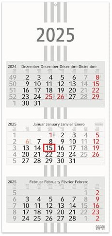 3-Monatskalender 2026 Recycling 30 x 70 cm, dekoratives Großformat mit 3 einzelnen, perforierten Kalenderblocks, Lieferung gefaltet | Geiger-Office