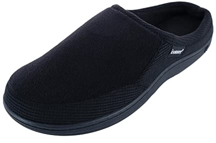 isotoner Travis à capuche en micro-éponge et gaufrée avec chaussons en mousse à mémoire de forme pour homme, Noir, 41/42 EU