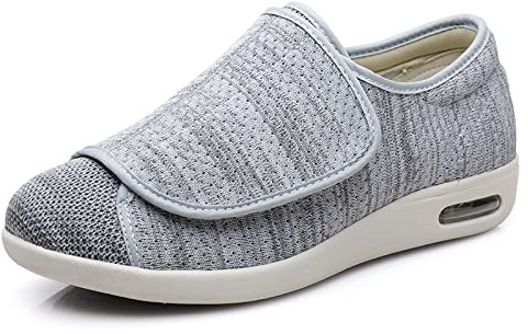 Calzado Interior Antideslizante Para DiabéTicos Zapatos deportivos casuales ajustables zapatos de pies hinchados para personas mayores,Gris claro,39 Zapatos De Punta Abierta Ajustables
