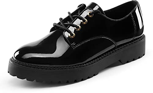 DREAM PAIRS Chaussures Classiques Oxford à Lacets pour Femmes, Chaussures d'affaires Confortables pour Femmes. Black/Pat 41 (EUR) SDOX2202W-E