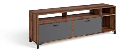 byLIVING TV-Board Jackson/Lowboard Old Wood Vintage mit Absetzung in Anthrazit/Fernsehtisch mit 2 Klappen/B 160, H 54, T 40 cm