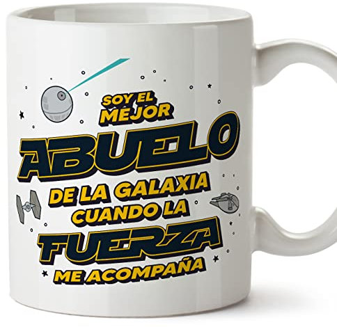 MUGFFINS Tazas para ABUELO - En Español - Mejor Familia Galaxia cuando Fuerza Acompaña - 11 oz / 330 ml - Regalo original y divertido