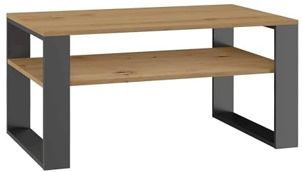 CDF Couchtisch Modern 1P | Farbe: Anthrazit - Eiche Artisan | Moderne Bank für EIN Wohnzimmer, Zimmer, Büro | Form: Quadrat Rechteck | Regal für Kleinigkeiten, Zeitungen, Magazine oder Bücher