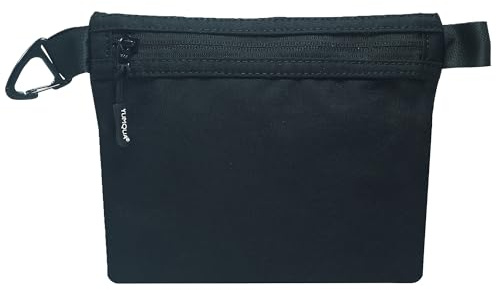 YUMQUA Petite Trousse de Toilette en Nylon imperméable avec Fermeture éclair avec Mousqueton, Sac de Rangement Polyvalent pour Outils cosmétiques numériques, Noir, Handgepack, Trousse de Toilette