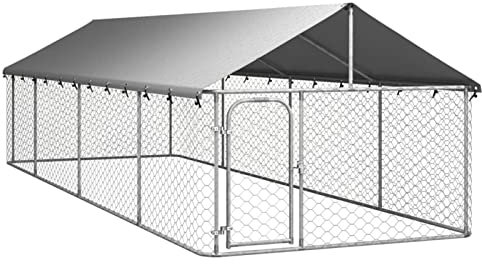 ARKEM Outdoor-Hundezwinger mit Dach 600x200x150 cm Ofengitter Kinderschutz Hunde Laufstall