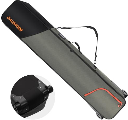 DAUSROOB Snowboard Bag with Wheels Premium 1680D- Oxford Padded Ski Bag Waterproof Travel Bag for Flying, All-Terrain Ski Snowboardbag(164cm) (Gray-164CM)