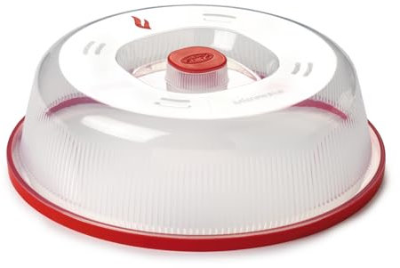 Snips Campana Coperchio para Schizzi, Contenitore per Microonde, Campana Microonde, Colore Trasparente e Rosso,Made in Italy, 0% Bpa 0% Phlatati