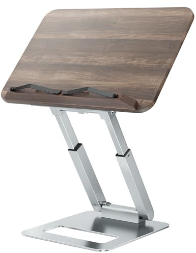 Tounee Supporto per libri da lettura, telescopico, altezza regolabile, design ergonomico per libri di cucina con clip elastiche per pagine, adatto a tutti i libri