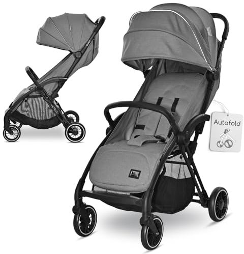 Lorelli Kinderwagen Quick, Sport Buggy klein zusammenklappbar, Einhand-Klappsystem in Sekunden, Nur 8,4 kg, Kompakter Sportsitz bis 22kg, Sitzbuggy, Baby Reisebuggy, Verstellbare Rückenlehne, grau