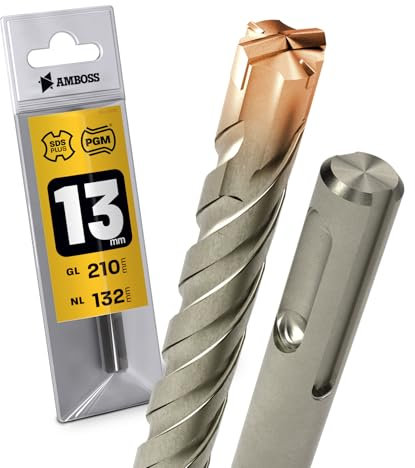 AMBOSS Tools SDS Crusher 4 - Punta per calcestruzzo in metallo duro professionale 13,0 mm x 132 mm, 4 pezzi