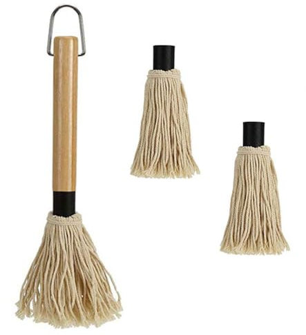 Spazzola per barbecue da 28 cm, in legno, con 2 testine di ricambio extra per barbecue, bistecca