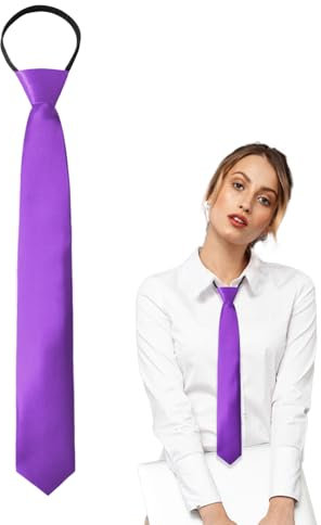 Luckyvestir Damen-Krawatte, vorgebunden, schwarz/rot, verstellbarer Reißverschluss, Damenkrawatte, Violett, 14.96 x 2.17