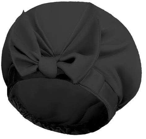 FOLAI Duschhaube Damen Elastische Duschkappe Wasserdichte Duschhauben Wiederverwendbare Dusche Kappen für Mädchen Frauen Damen Salon(Schwarz)