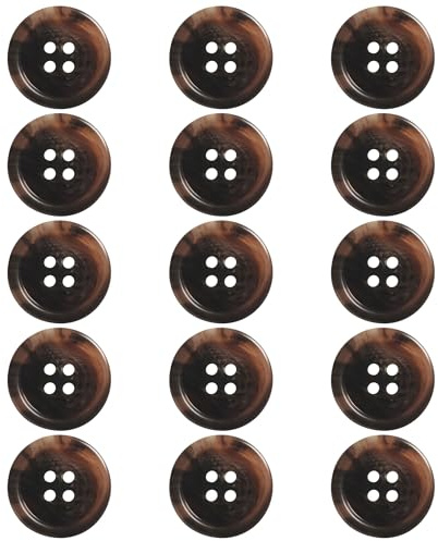 ftiemlovde 15 Boutons Mercerie Couture Pantalon pour 4 Trous (Brun 15mm)
