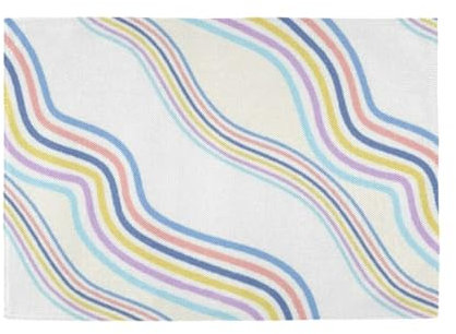 Juego de 6 manteles individuales de primavera con diseño de rayas geométricas para mesa de comedor, reutilizables, manteles individuales de pizarra, lavables de plástico, platos de Pascua, manteles