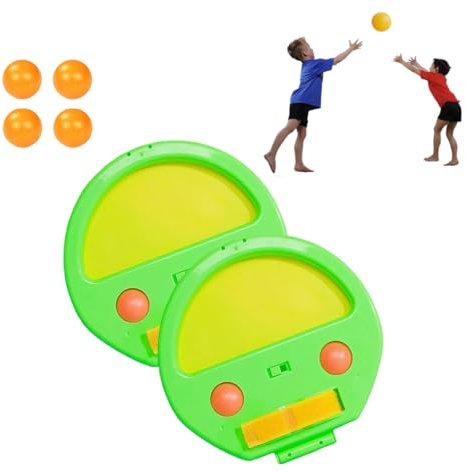 Jeeeun Racket Pocket, Racket Pocket Game, Toss and Catch Velcro Ball Set, Throw Catch Ball Game for Outdoor Yard Games Beach Pool Toys (Green)