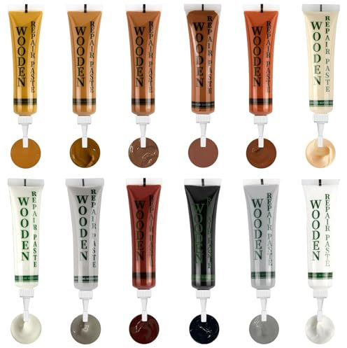 Kit de Réparation pour Meubles en Bois, Kit Reparation Parquet 12 Couleurs, Mastic Bois Pâte Kit de Reparation Stratifié, Réparation de Rayures Frottement Décoloration Les Fissures Trous