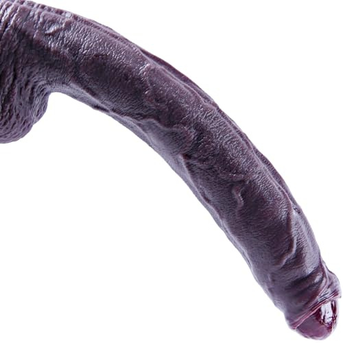 9.7 Realistic Foreskin Uncut Large Dildo, Silicone Huge Anal Dildo with Strong Suction Cup, Thick Penis, Vagina Anal G spot Play Black Penis, Adult Sex Toys for Men and Women Couples