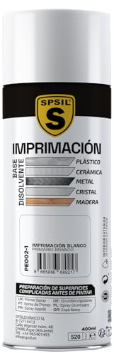 SPSIL Pintura Imprimación en Spray Blanco 400ml - Mejora la Adherencia de la pintura - Aplicación fácil y precisa - Secado Rápido