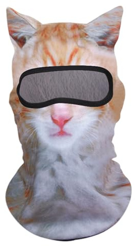 Goiern 3D katt djur skidmask med öron, lämplig för musikfestivaler, raves, skiing, violett, L