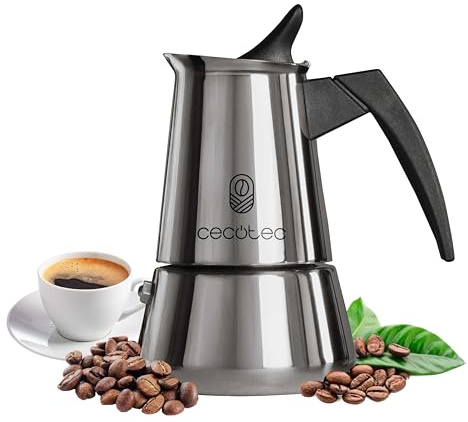 Cecotec Piccolina italiensk kaffebryggare 900. 450 ml, 10 kaffekoppar, rostfritt stål, lämplig för alla ytor, premiumfilter, säkerhetsventil, värmebeständigt handtag, elegant design