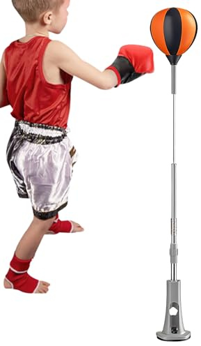 Saco de boxeo con soporte de entrenamiento – 12,5 x 115 – 160 cm, base de succión ajustable en altura, saco de boxeo para adultos, equipo de artes marciales duraderas, equipo de entrenamiento de