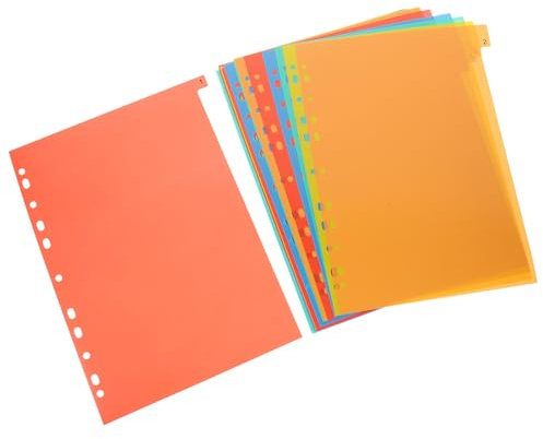 Abaodam Intercalaires de Classeur en Plastique A4 20 Feuilles 11 Trous Séparateurs Colorés Polyvalents pour Organisation Bureau École Maison