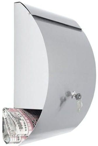 BURI Acero Inoxidable Buzón 31x42cm Buzón Montaje en Pared Rollo Periódicos Compartimento para Periódico