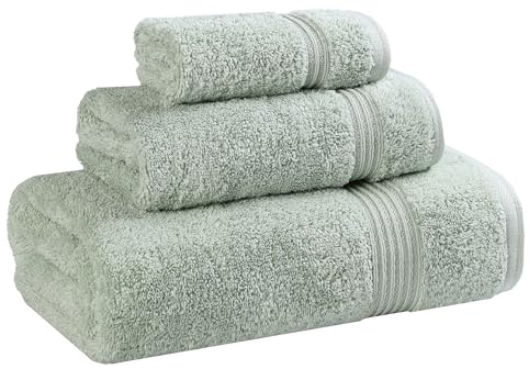 Superior Collection 100% Premium Long-Staple Combed Cotton 3-Piece Towel Set, Sage