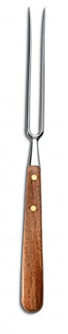 AUSONIA - FOURCHETTE DIAPASON FORGÉE POUR BARBECUE EN ACIER INOX AISI 420 ET LONG MANCHE EN BOIS DE 57 CM