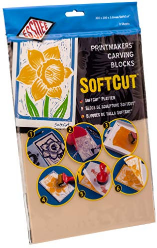 Educational Arts Essdee 3.0/SC4 Softcut Druckplatte, 300 x 200 x 3 mm, 2 Stück, Naturfarben