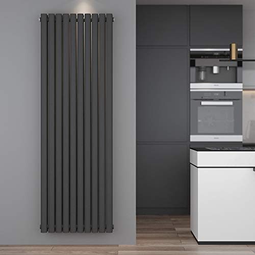 ELEGANT Design Röhren Heizkörper Vertikal 1800x590mm Anthrazit Oval Paneelheizkörper Mittelanschluss Doppellagig