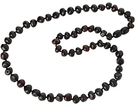 TheNaturalAmber Baltic Amber Necklace for Adults – Genuine Polished Cherry Baroque Beads, Pain & Anxiety Relief, Healing Jewelry, 55cm