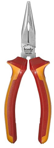 kwb VDE Flachrund-Zange/Flach-Zange 160 mm 392120, nach DIN ISO 5745, gerade Form, Schneidkanten speziell gehärtet, VDE GS geprüft