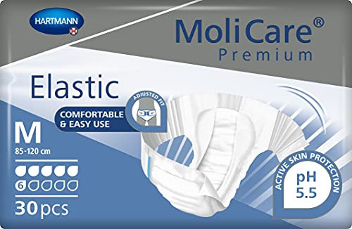 MoliCare Premium Elastic Slip: bei mittlerer Inkontinenz für Frauen und Männer; 6 Tropfen, Gr. M, (85-120 cm Hüftumfang), 30 Stück