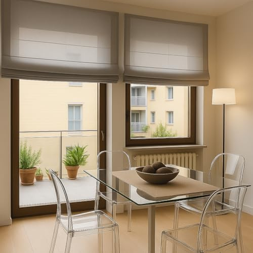 Byour3 - Tende a Pacchetto NO FORO - SU MISURA ARTIGIANALE Tenda per interni per Porte Finestre Tenda per interno a Vetro Tendine Tende per B&B Tessuto 100% Cotone