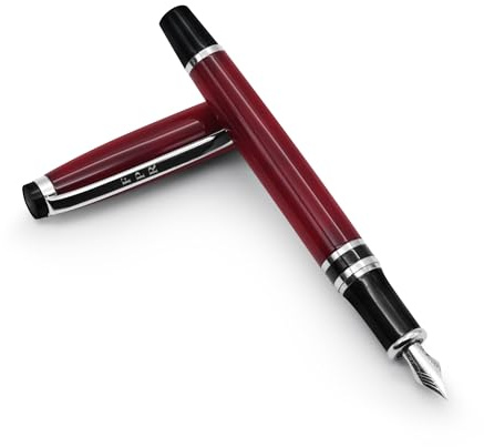 FPR Ambassador Ultra Flex Nib Fountain Pen Set, Burgundy - Refillable Pen with Cartridges & Converters - Calligraphy Pens for Writing, Journaling & Gifting - Luxury Pens for Smooth
