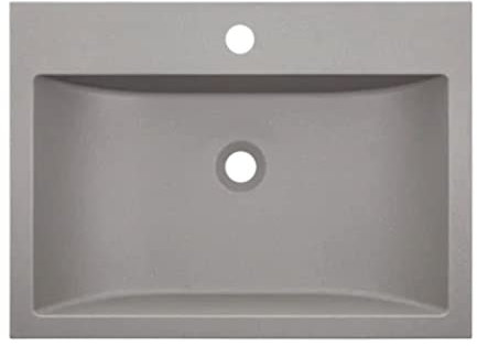VBChome Waschbecken Granit 60 x 44 x 10 cm Grau Rechteckig Waschtisch Handwaschbecken Waschschale Gäste WC Modern Top Qualität