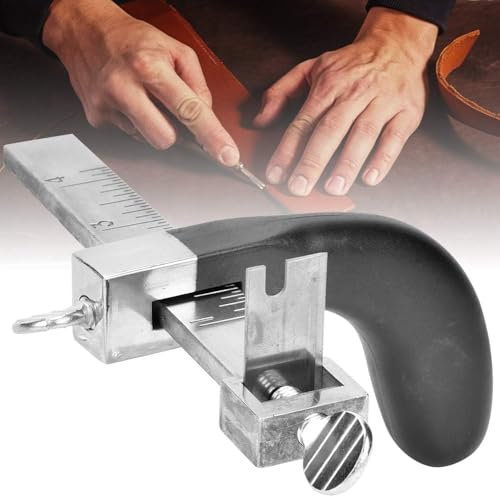 Fyearfly Leather Strap Cutter Leather Cutting Tool, Leather Cutter Leather Strip Cutter Leather Lace Cutter Leathercraft Tools with 2 Blades for DIY Leather Crafting Working Tools