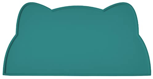 Tapis Gamelle Chat et Chien, Tapis Silicone Bol Antidérapant Tapis de Nourriture pour Animaux Imperméable (52x30 cm, Vert MARRS)