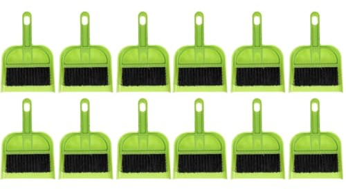 Healifty 12 Sets Dustpan Hand Broom and Shovel Small Broom and Dustpan Set for Desk Keyboard Pet - Portable Desktop Sweep Tools
