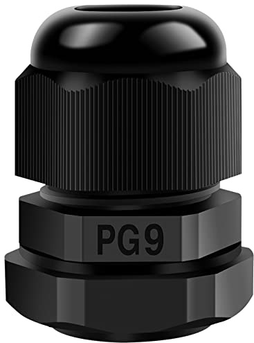Hanibos 20 stycken kabelskruvar PG9 justerbar 4–8 mm kabelskruvanslutningar, leder PG-skruvanslutning, IP68, vattentät kabelgenomföring svart, för utomhus, trädgård, strömfördelningslåda