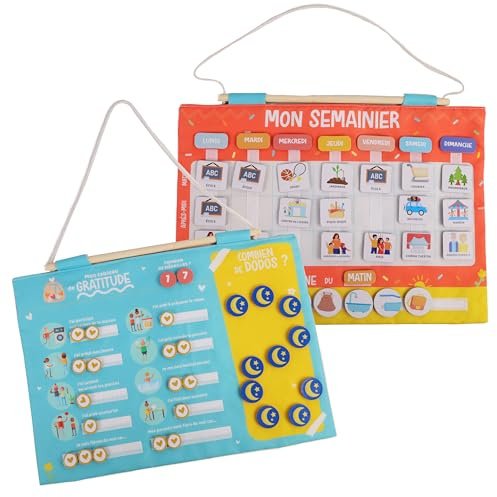 J.A.D.E - Calendrier Semainier Gratitude pour Enfant - Montessori - 141511 - Jeu Educatif - Multicolore - Tissu - Humeur - Dodo - Jeu pour Enfant - Desgin Français - Jade - À Partir de 3 Ans